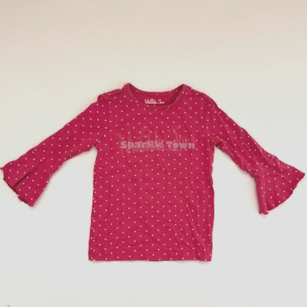 Matilda Jane girls t-shirt 6 Sparkletown top pink polka dot flare sleeve Holiday